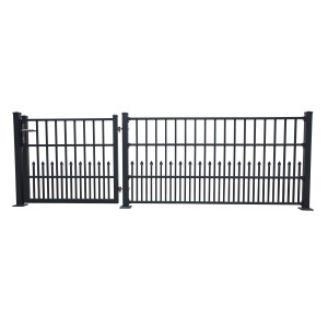 Anthrazitfarbener Dekor-Aluminiumzaun Bremen (201x100cm) mit Tor, ideal für Zaunbau & Sichtschutz.