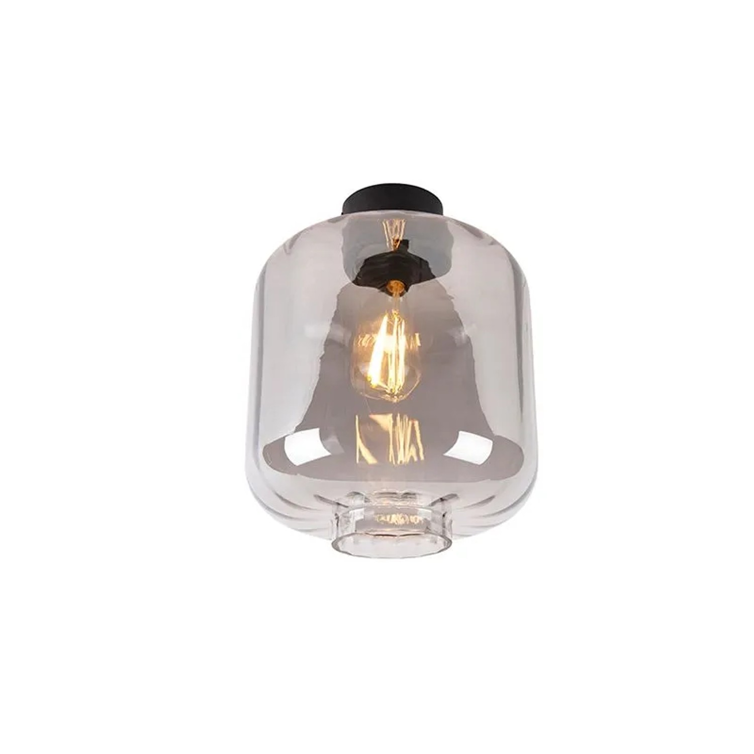 QAZQA Design Deckenleuchte Schwarz mit Rauchglas Qara