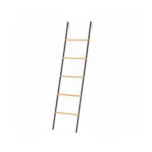 Relaxdays Handtuchleiter Bambus Eisen Schwarz 164 cm x 45 cm x 2 cm