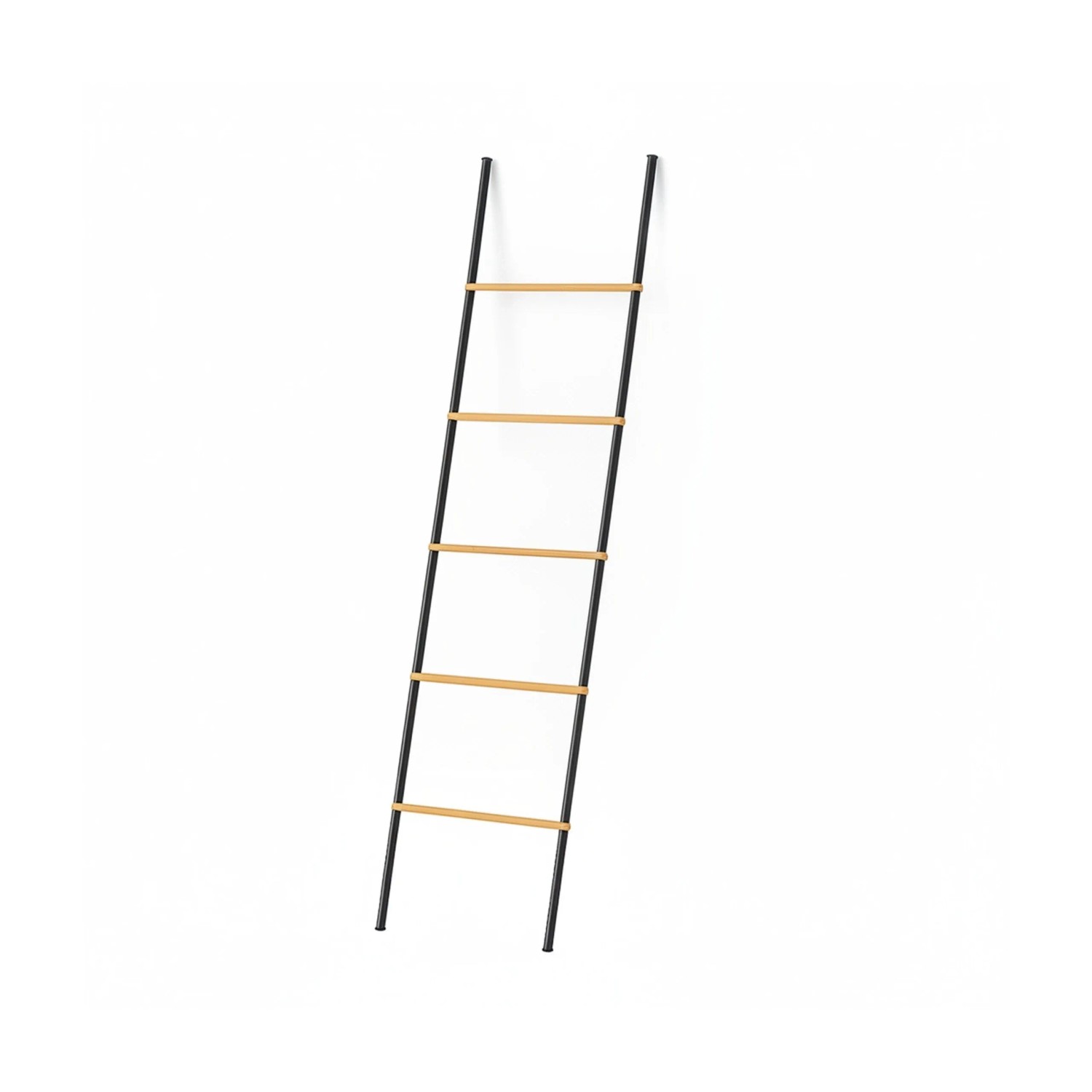 Relaxdays Handtuchleiter Bambus Eisen Schwarz 164 cm x 45 cm x 2 cm