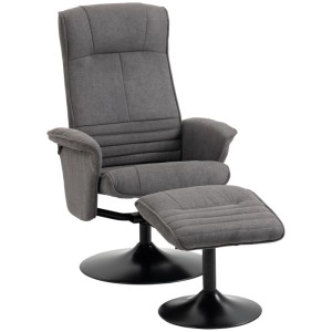 Grauer HOMCOM Relaxsessel mit Hocker, drehbar, gepolstert. Ideal für Komfort und Entspannung.