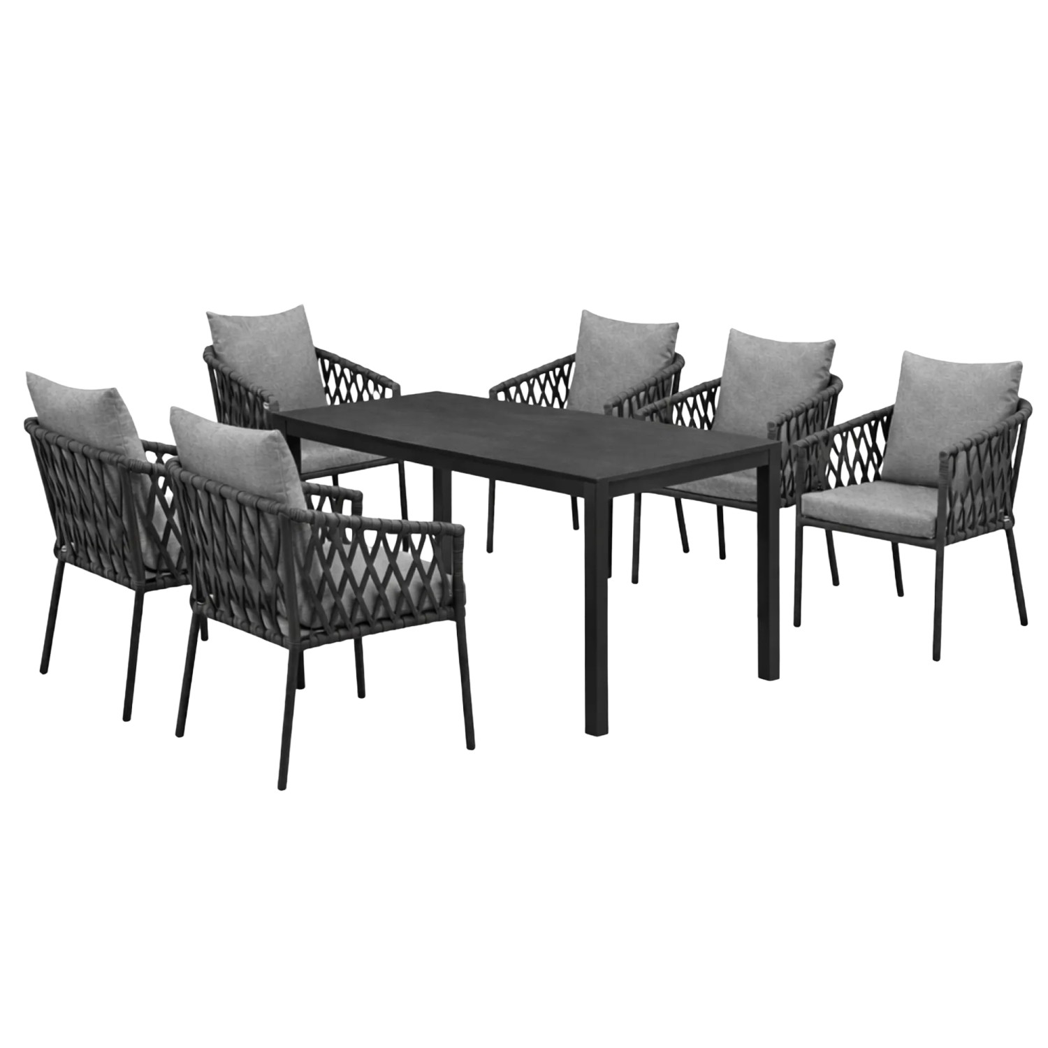 Greemotion Gartenmöbel-Set Bari inkl. Kissen 7-teilig Grau-Anthrazit