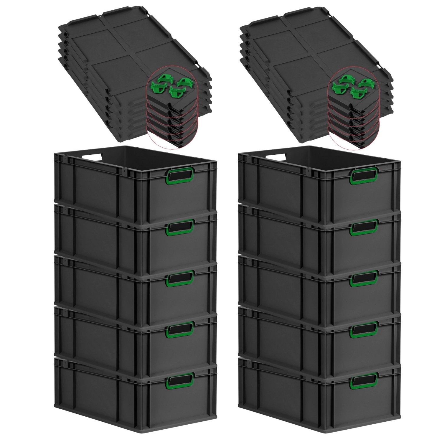 PROREGAL SparSet 10x Eurobox Nextgen Color Mit Auflagedeckel HxBxT 22x40x60 günstig online kaufen