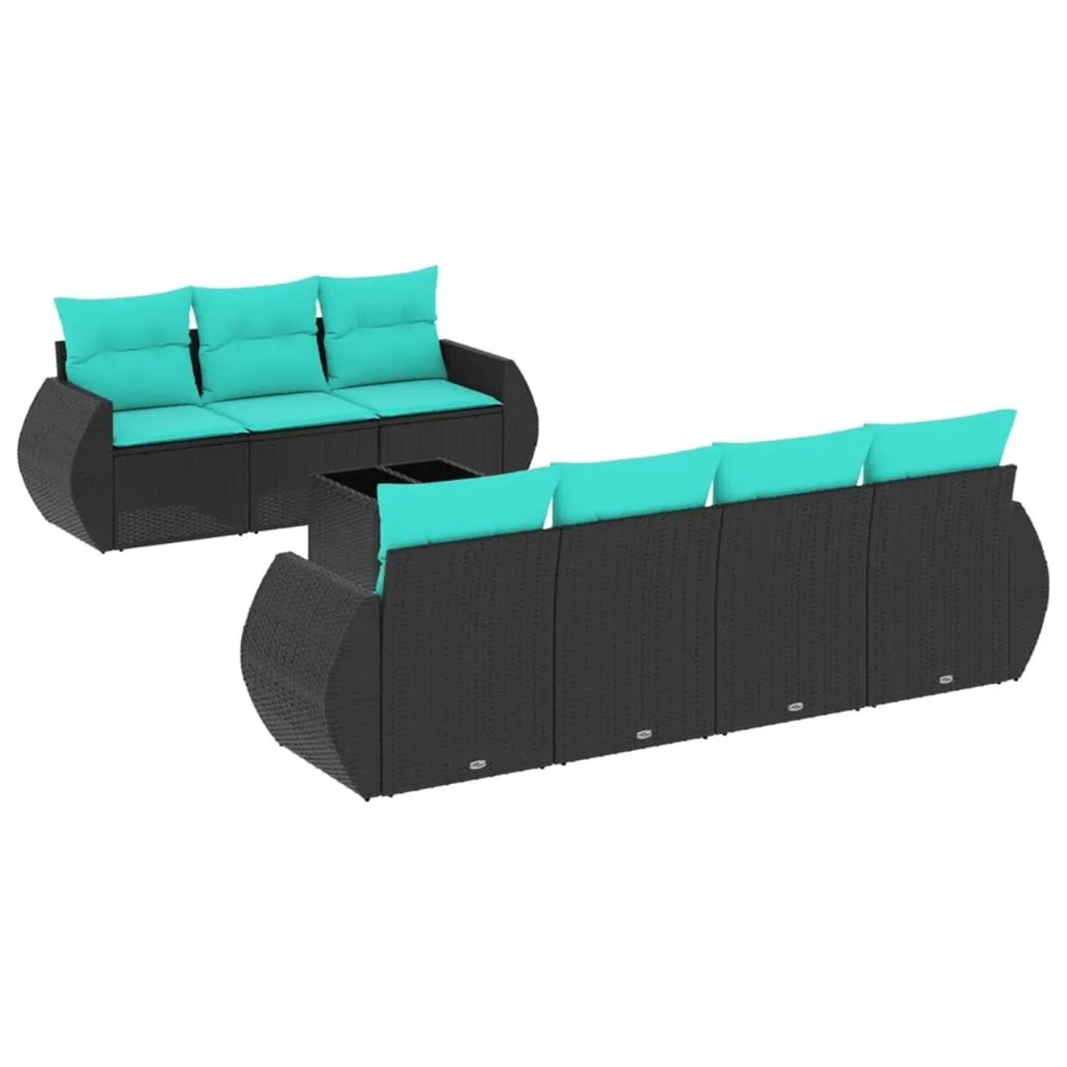 vidaXL 8-Tlg Gartensofa-Set mit Kissen Schwarz Polyrattan 3221126 günstig online kaufen