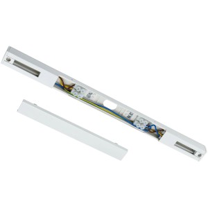 Paulmann Urail Basissystem, 2,30 m, weiß, mit geöffneter Abdeckung und sichtbarer Verkabelung.