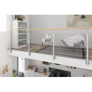 Dolle Geländerset Aluminium mit Buche-Handlauf, 150 cm, zur Wandmontage im Innenbereich.