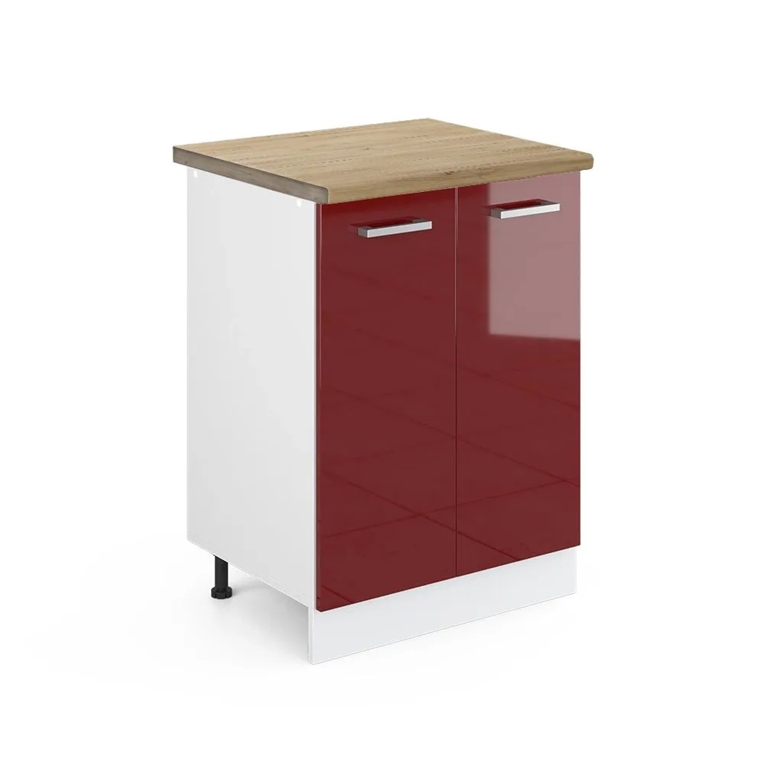Vicco Küchenunterschrank R-Line Rot Hochglanz 60 x 82 AP Eiche Opt4