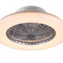 Weiße LED-Deckenleuchte Stralsund mit Ventilator, Ø 50 cm. Dimmbar, mit Fernbedienung.