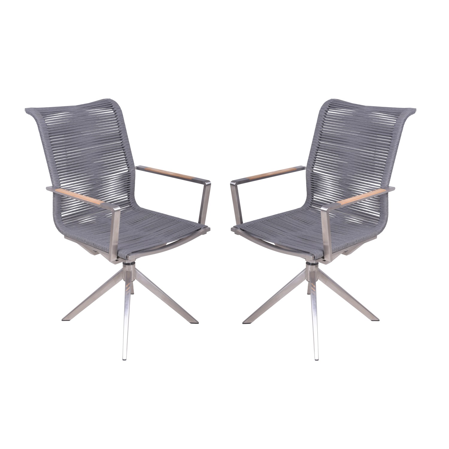 Garden Pleasure Drehstuhl Rubiera 2er Set 95 x 63 x 54 cm Silber-Schwarz FS günstig online kaufen