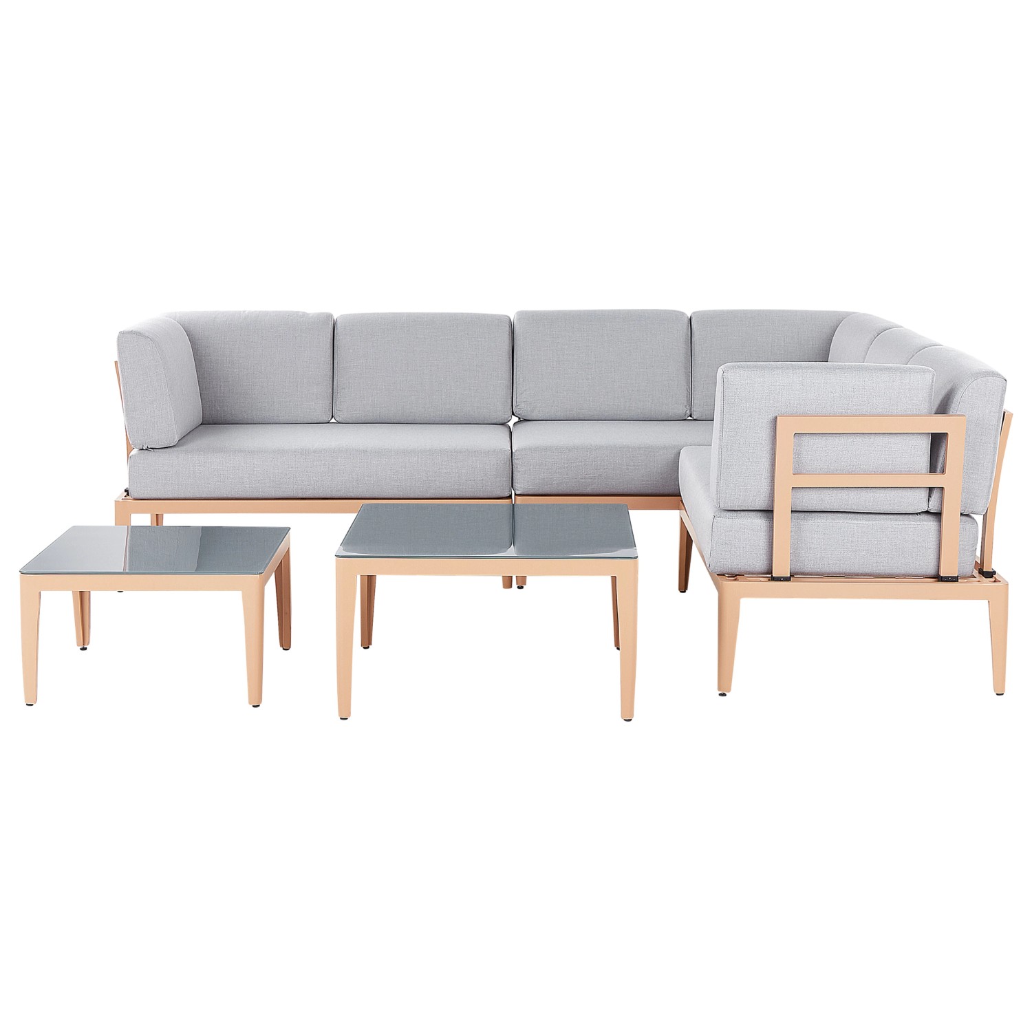 Beliani Lounge Set RIMA III Hellgrau 190x240x85