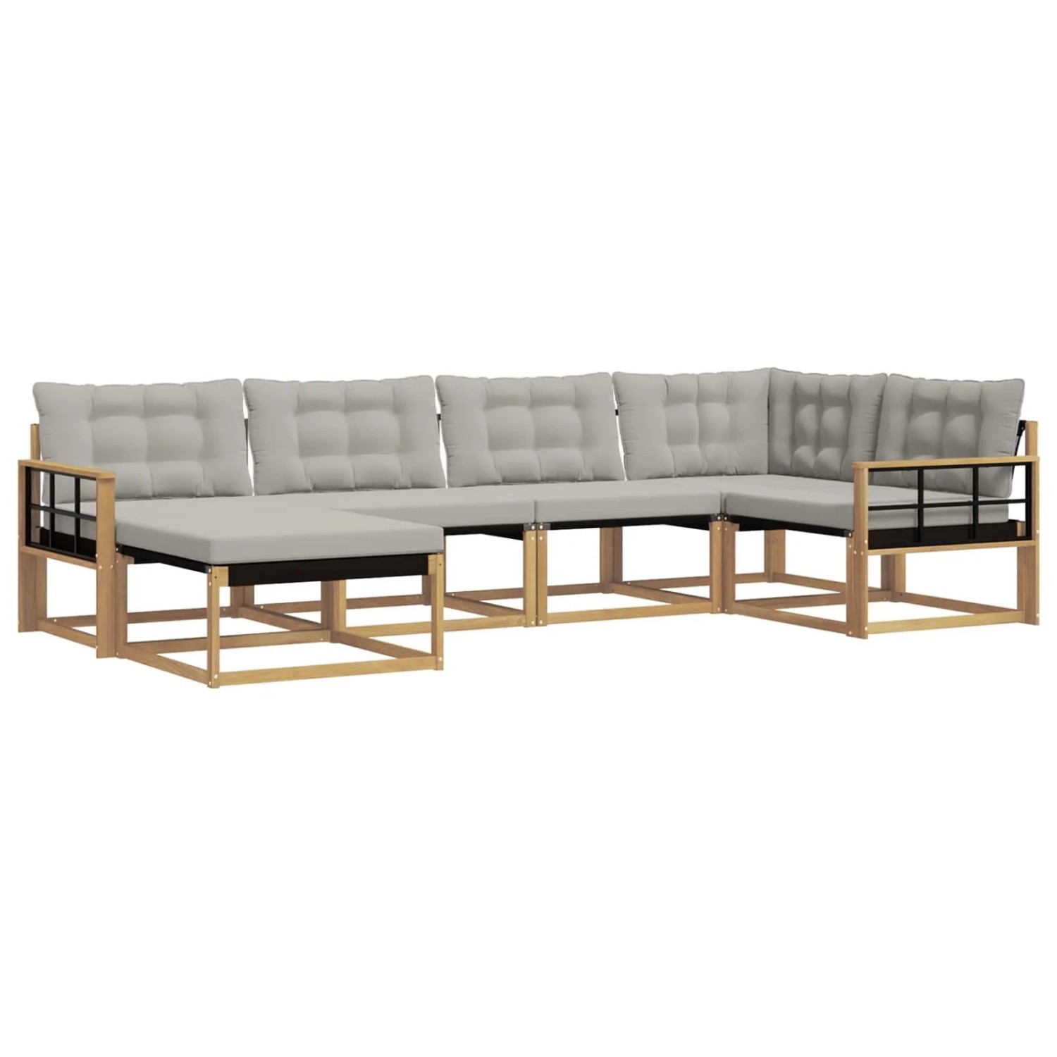 vidaXL Outdoor-Sofagarnitur 6-Tlg Weiß und Hellgrau 3388857