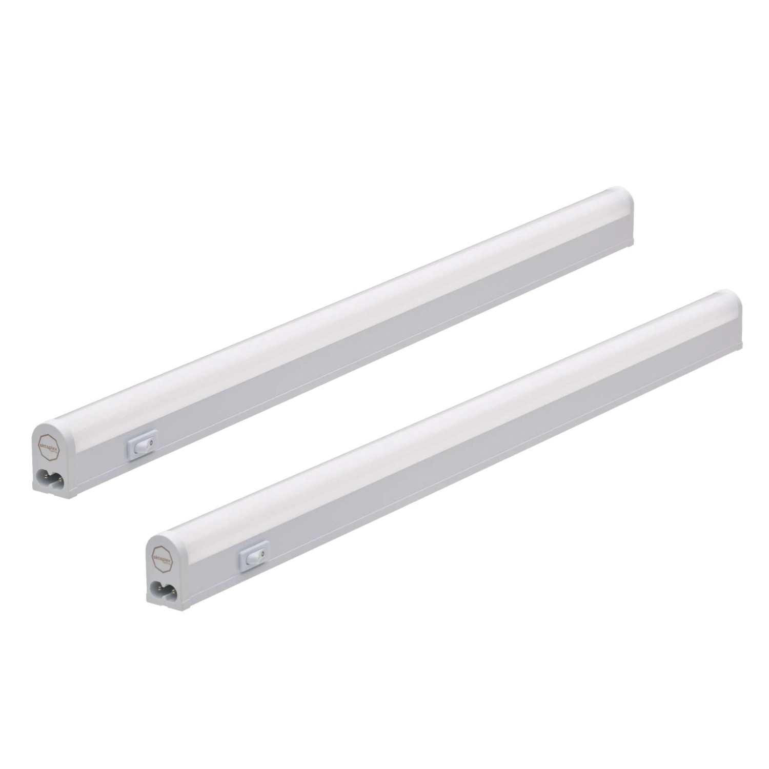 Oktaplex Riga 2er Set LED-Küchenleuchte 54 cm 9W Warmweiß 3000K Unterbauleuchte Küche mit Schalter Verkettbar Weiß