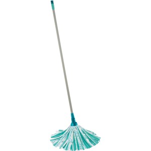 Leifheit Ersatzkopf Classic Mop Viscose Plus für Reinigungsgeräte, mit blau-weißem Mop.