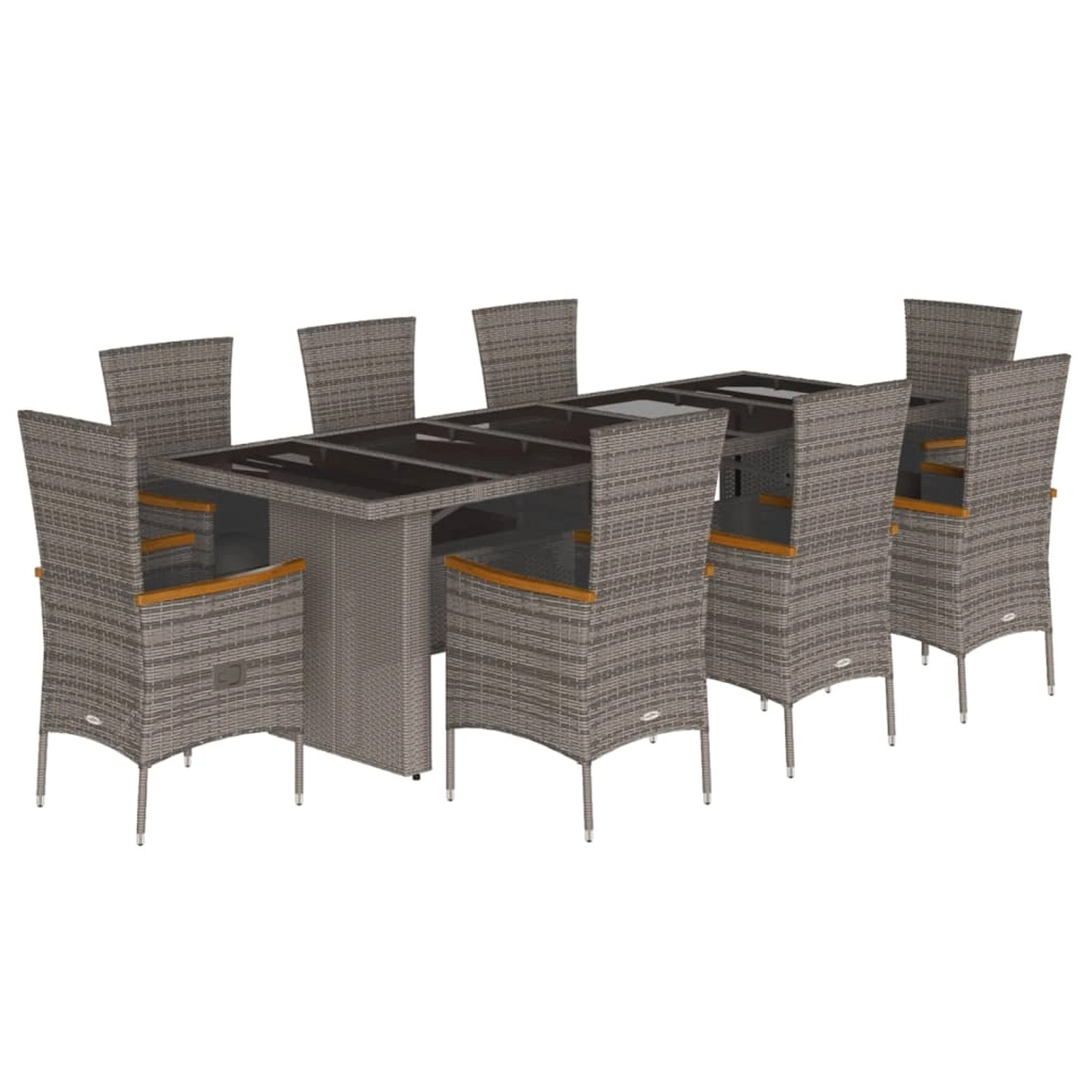vidaXL 9-Tlg Garten-Essgruppe mit Kissen Grau Poly Rattan 3277555 günstig online kaufen