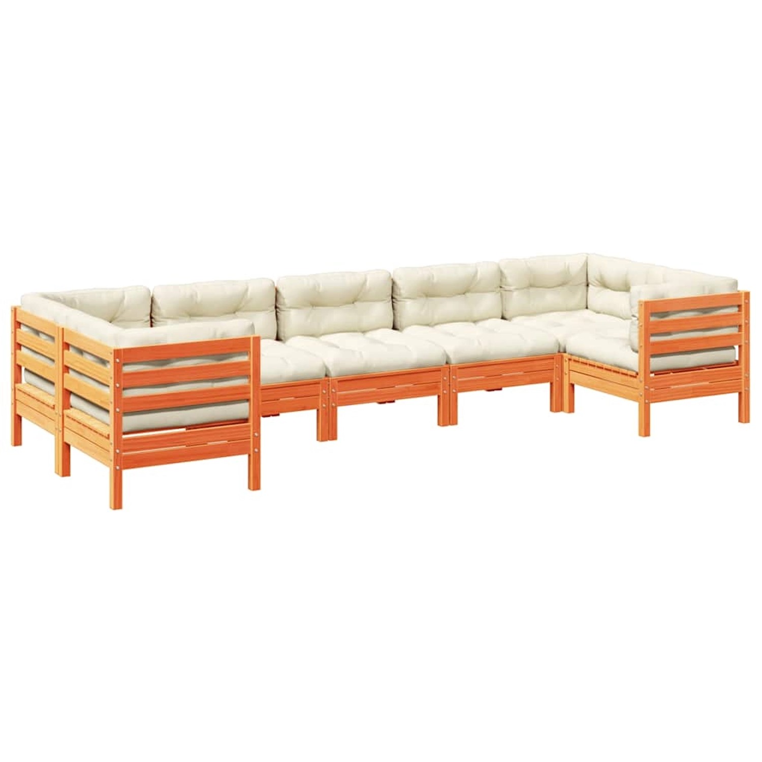 vidaXL 7-Tlg Garten-Sofagarnitur mit Kissen Wachsbraun Kiefernholz 3299622 günstig online kaufen