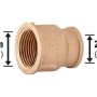 Gewinde-Reduziermuffe aus Rotguss, 24,1 mm (Rp 3/4) x 30,3 mm (Rp 1) für Sanitär- und Heizungsinstallation.