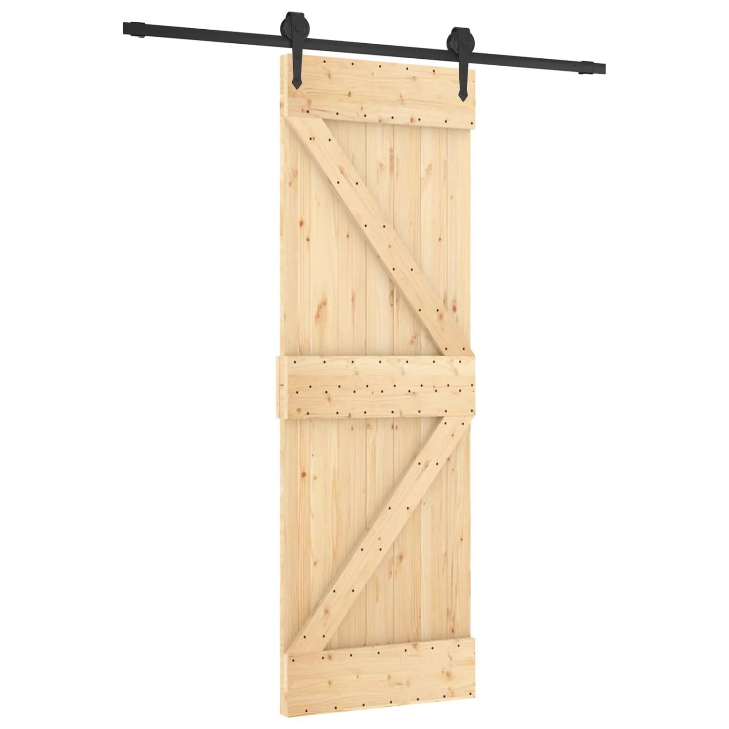 vidaXL Schiebetür Natur und Schwarz 70 x 210 cm Massivkiefer 3445119