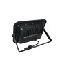Schwarzer ENOVALITE Solarstrahler PRO 50W mit Kühlrippen und Montagebügel, Rückansicht.