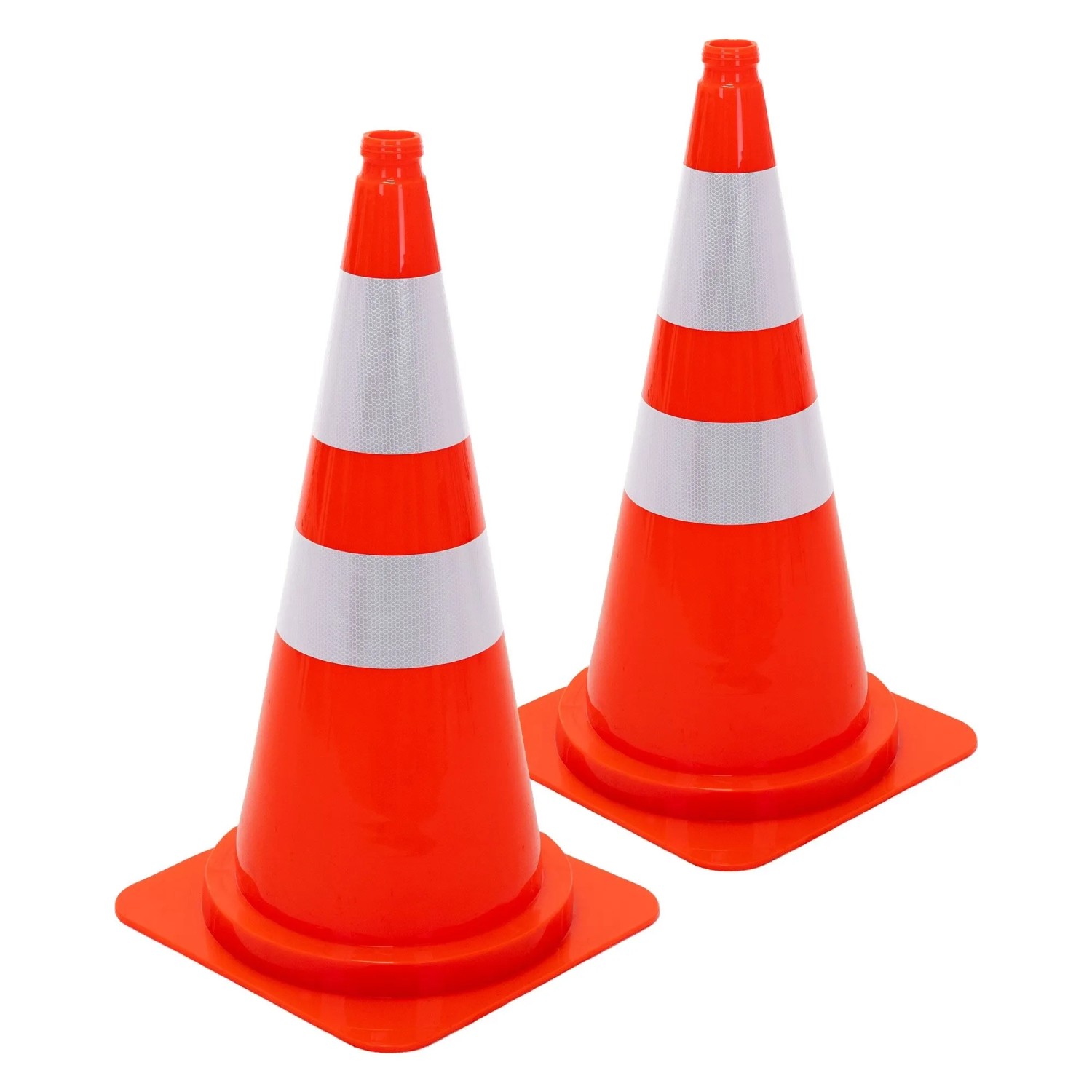 ECD Germany Pylonen 2 Stück Groß 75 cm Orange Verkehrshütchen Stapelbar mit 2 Reflektierenden Streifen