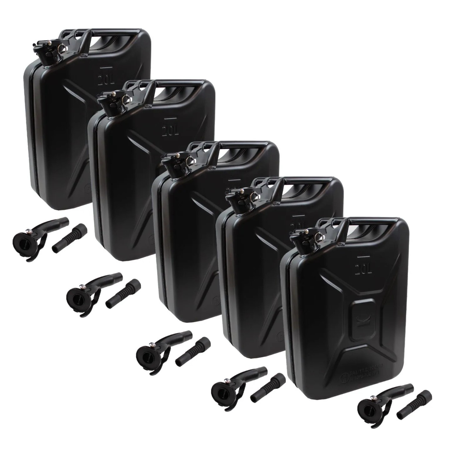 TRUTZHOLM 5x Benzinkanister 20 L Mit Ausgießer Metall Mattschwarz