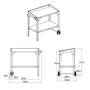 Floraworld Pflanzwagen Anthrazit, 95x55x81cm, mit Ablageboden und Rollen. Ideal für Gartenarbeiten.