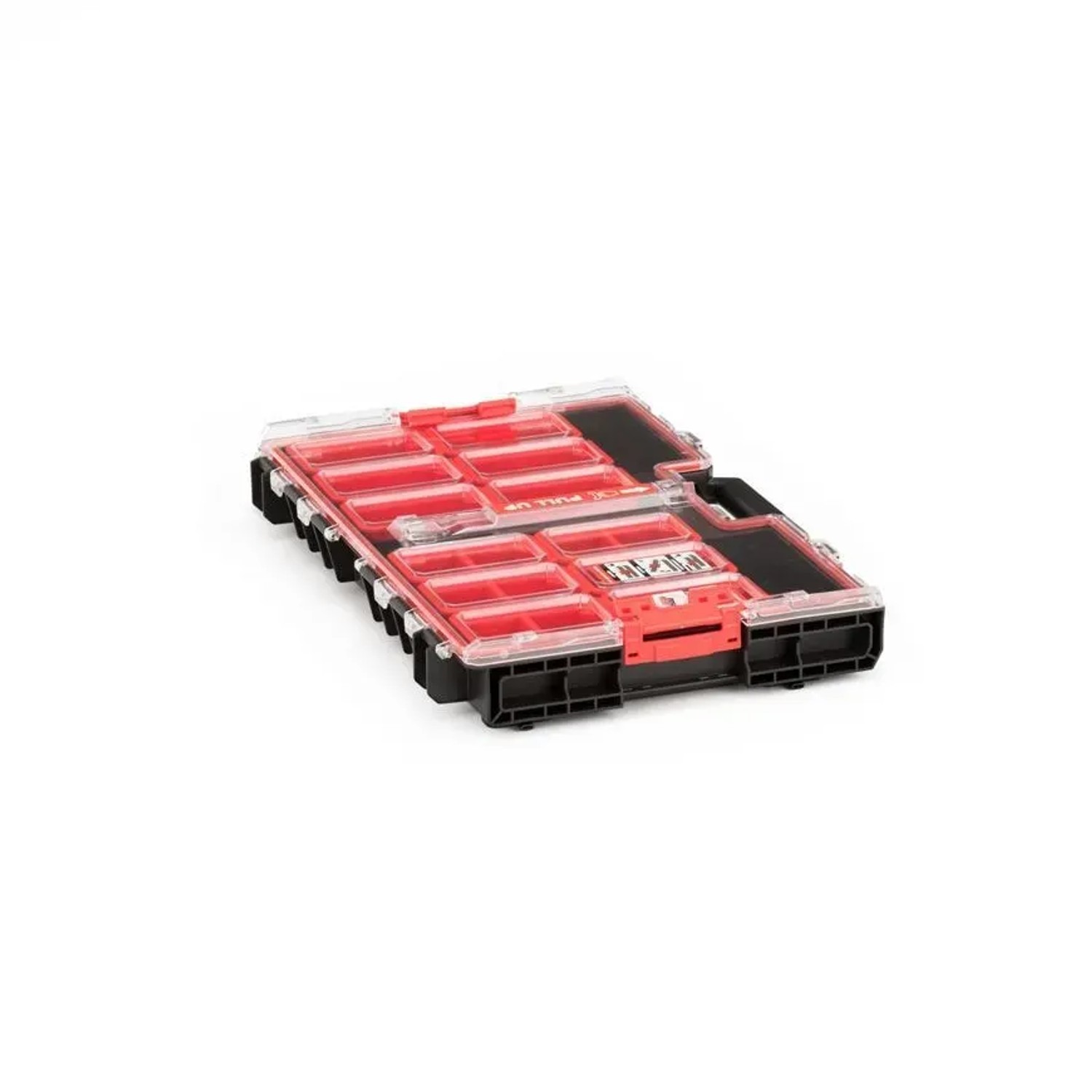 PROREGAL QBRICK Sortimentskasten One L, Werkzeugkoffer mit 12 Fächern, schwarz.