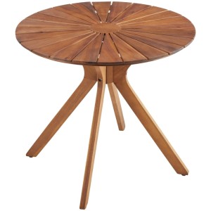 Tectake Gartentisch Pollensa Rund  Tischplatte Mit Sonnenmuster Massives Akazienholz  Wetterfest  70 x 70 x 62 cm Braun