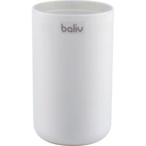 Weißer baliv Zahnputzbecher aus Kunststoff, schlichtes Design.