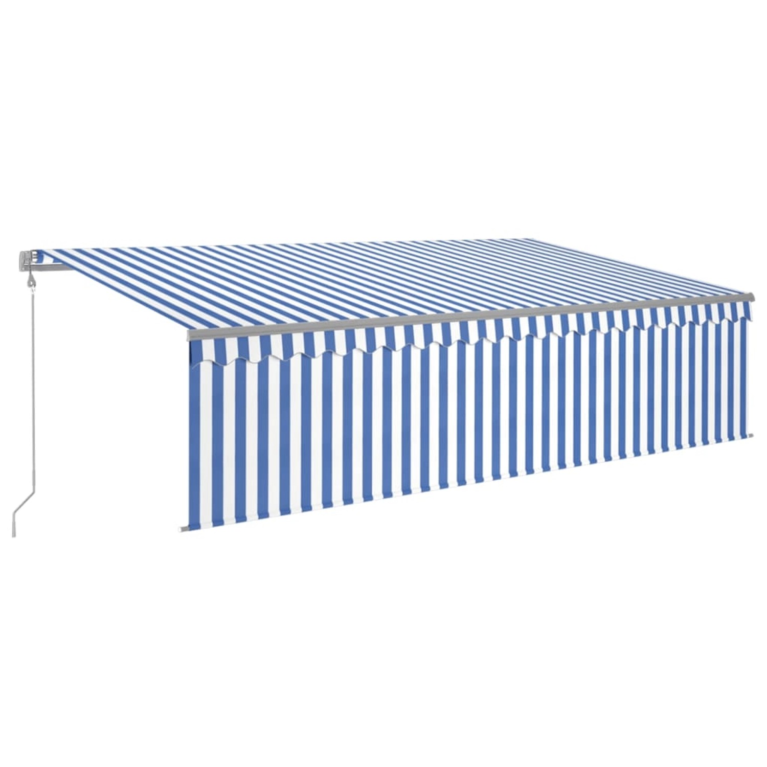 furnicato Markise Automatisch Einziehbar mit Volant 5x3 m Blau & Weiß günstig online kaufen