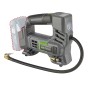 LUX Akku-Kompressor 1PowerSystem A-LP-20 Solo, grau/grün, mit Schlauch und digitaler Anzeige.