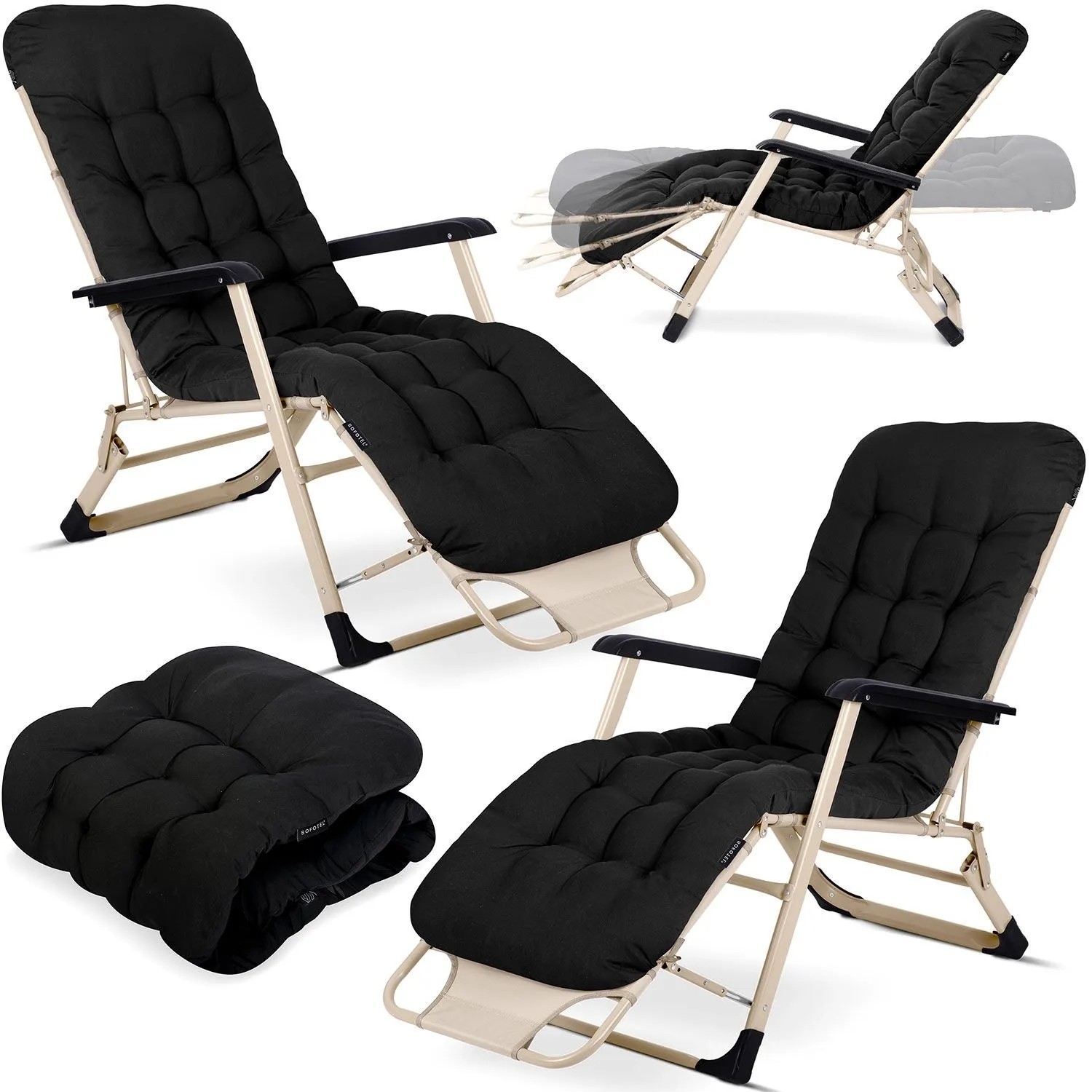Sofotel Klappbare Gartenliege Mit Kissen Chillwell 2Er Set Schwarz