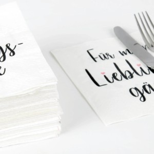 Bestlivings Servietten, 3-lagig, mit Aufdruck "Lieblingsgäste", 100er Pack