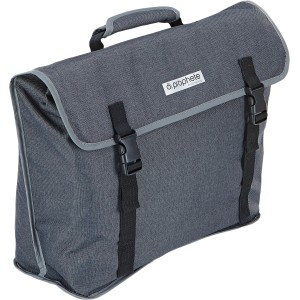 Graue Prophete Urban Fahrradtasche, 20 l Volumen, mit Tragegriff und Schnallen.