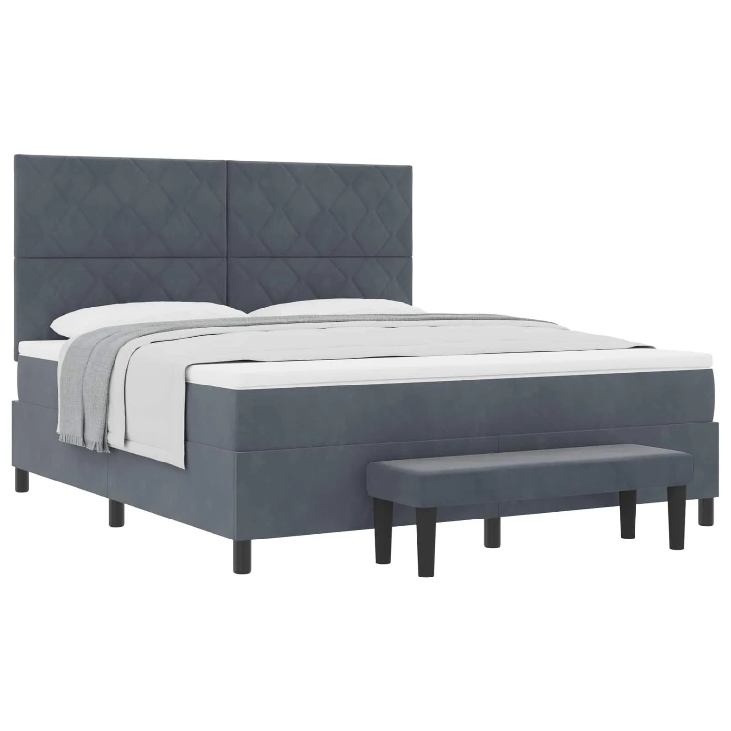 vidaXL Boxspringbett mit Matratze Dunkelgrau 180 x 200 cm Samt 3344595
