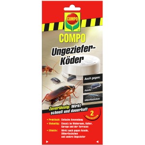 Compo Ungeziefer-Köder: 2 Dosen gegen Kellerasseln, Silberfischchen und Schaben. Kindersichere Köderdose für Haus und Keller.