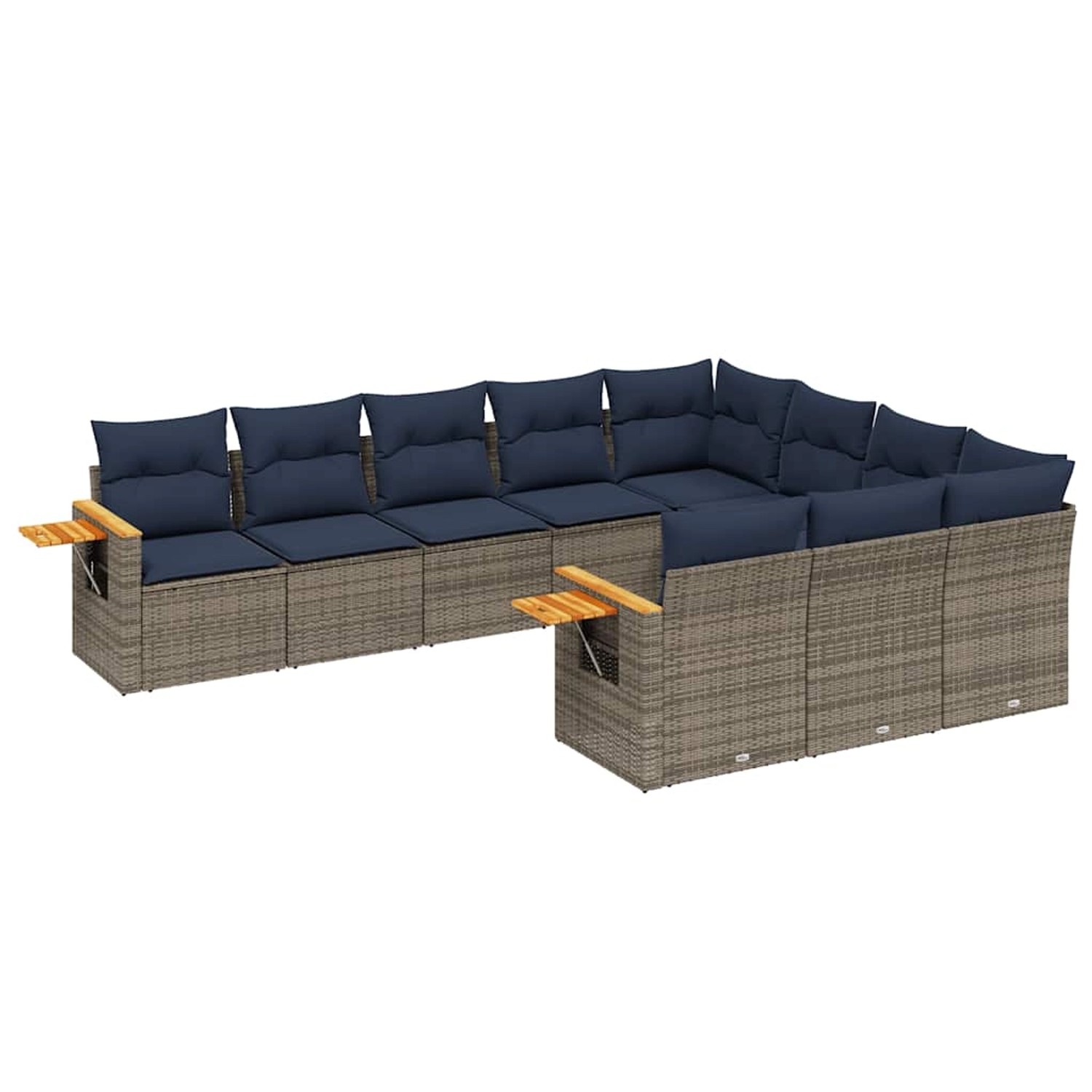 vidaXL 10-Tlg Garten-Sofagarnitur mit Kissen Grau Poly Rattan 3227181 günstig online kaufen