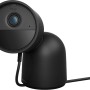 Schwarze Philips Hue Secure Kamera mit Kabel und Standfuß für die Videoüberwachung.