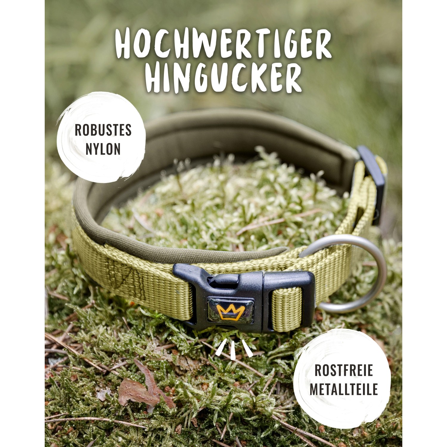 Verstellbares Rudelkönig Hundehalsband Bella, Größe 6, aus Nylon mit Neoprenpolsterung.
