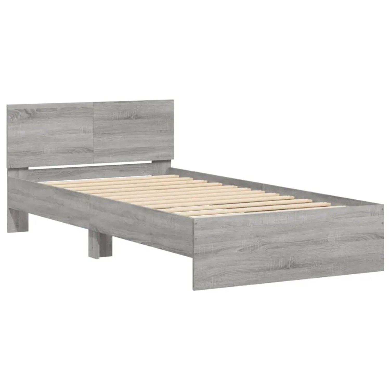 vidaXL Bettgestell mit Kopfteil Grau Sonoma 100x200 cm Holzwerkstoff 838622 günstig online kaufen