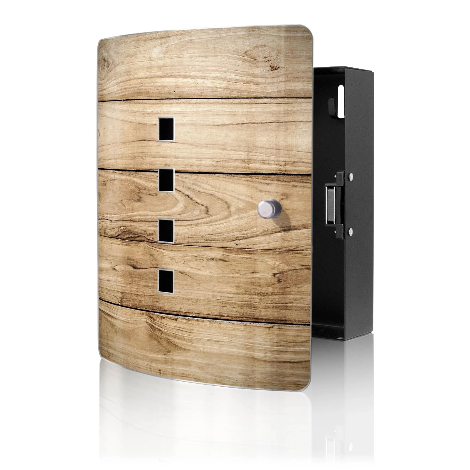 Banjado Design Schlüsselkasten Aus Edelstahl Für 10 Schlüssel 24x21,5x7cm Mit Magnetverschluss Motiv Holzplanken