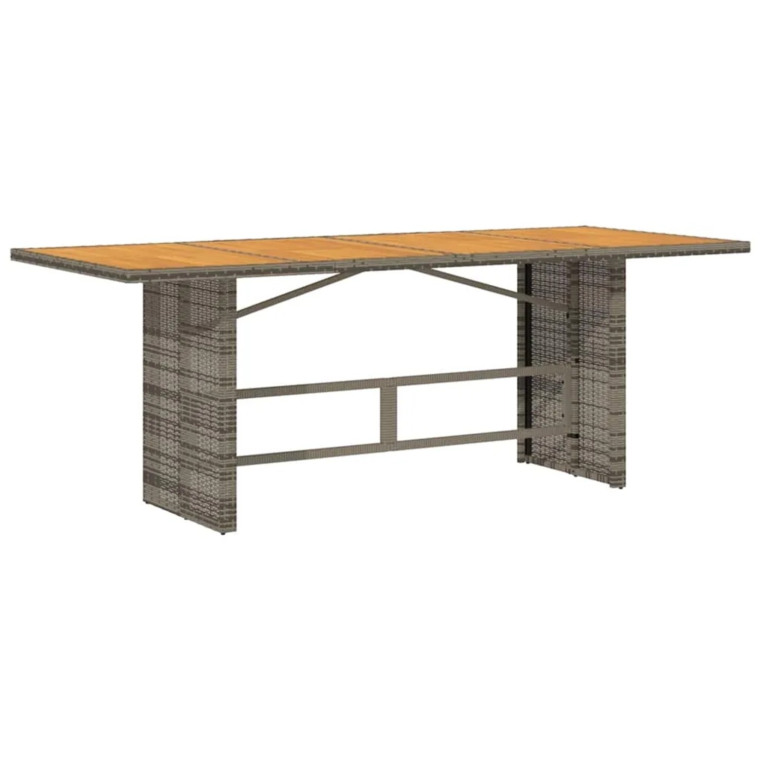 Graue 9-tlg. vidaXL Garten-Essgruppe aus Polyrattan mit Tisch aus Akazienholz.