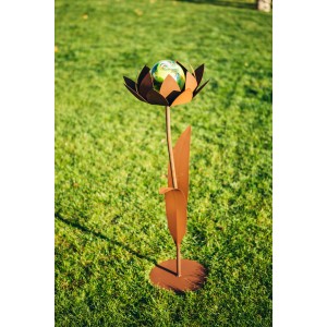 Ferrum Art Design Deko-Glasblume Sybille, 104 cm, Edelrost für den Garten.