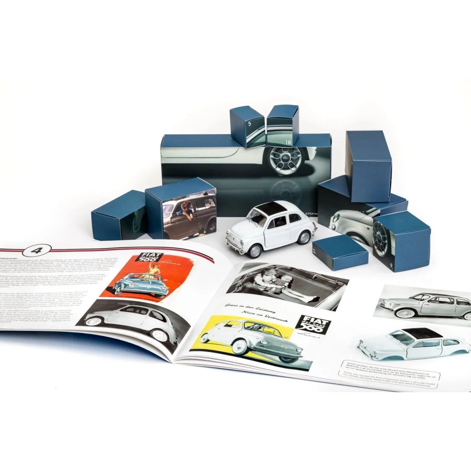 Westfalia Adventskalender Fiat 500 Blau aus Karton