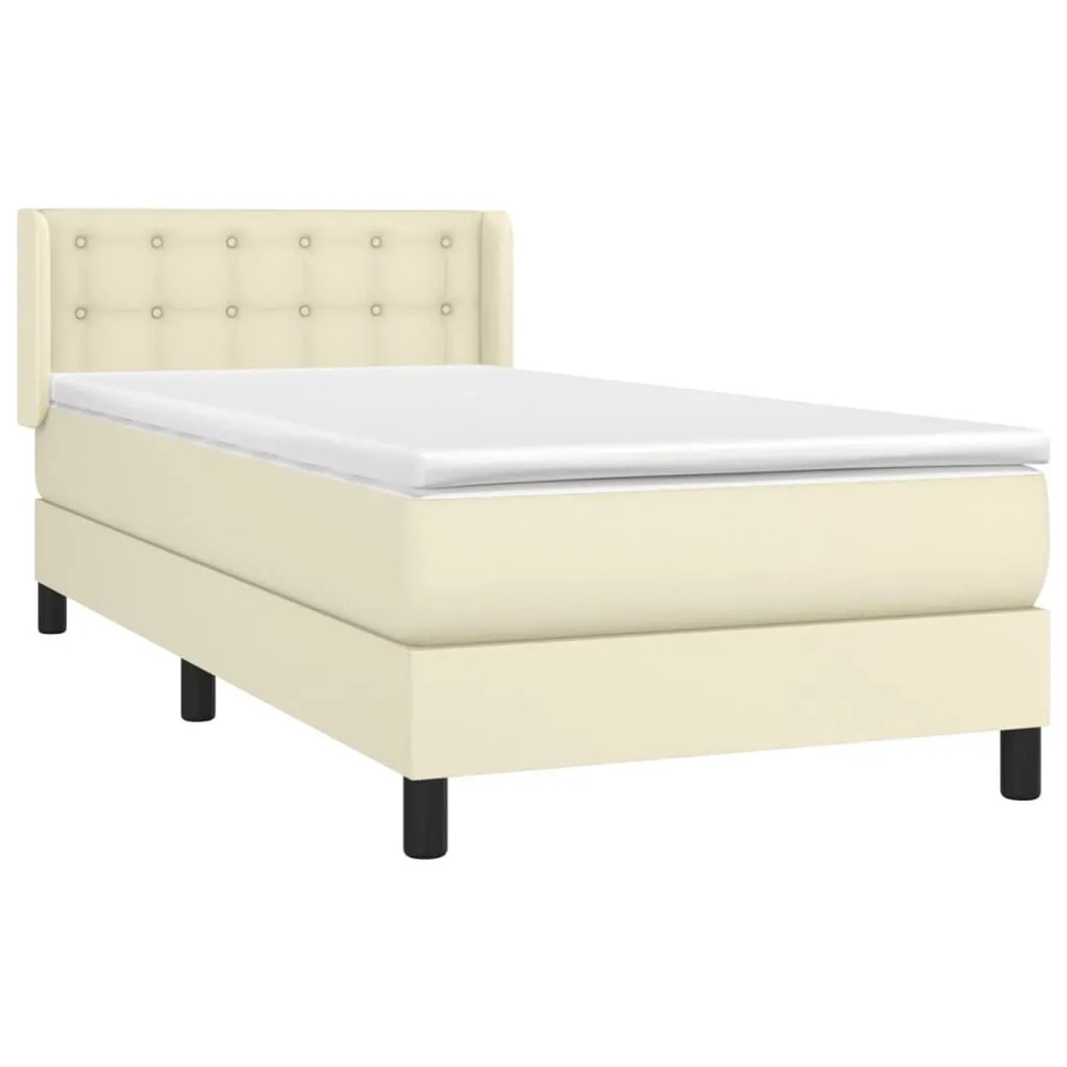 vidaXL Boxspringbett mit Matratze Creme 90x190 cm Kunstleder 3130753