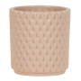 Cremebeige Keramik-Übertopf Diamond, Ø 9 cm, mit Rautenmuster für Zimmerpflanzen.