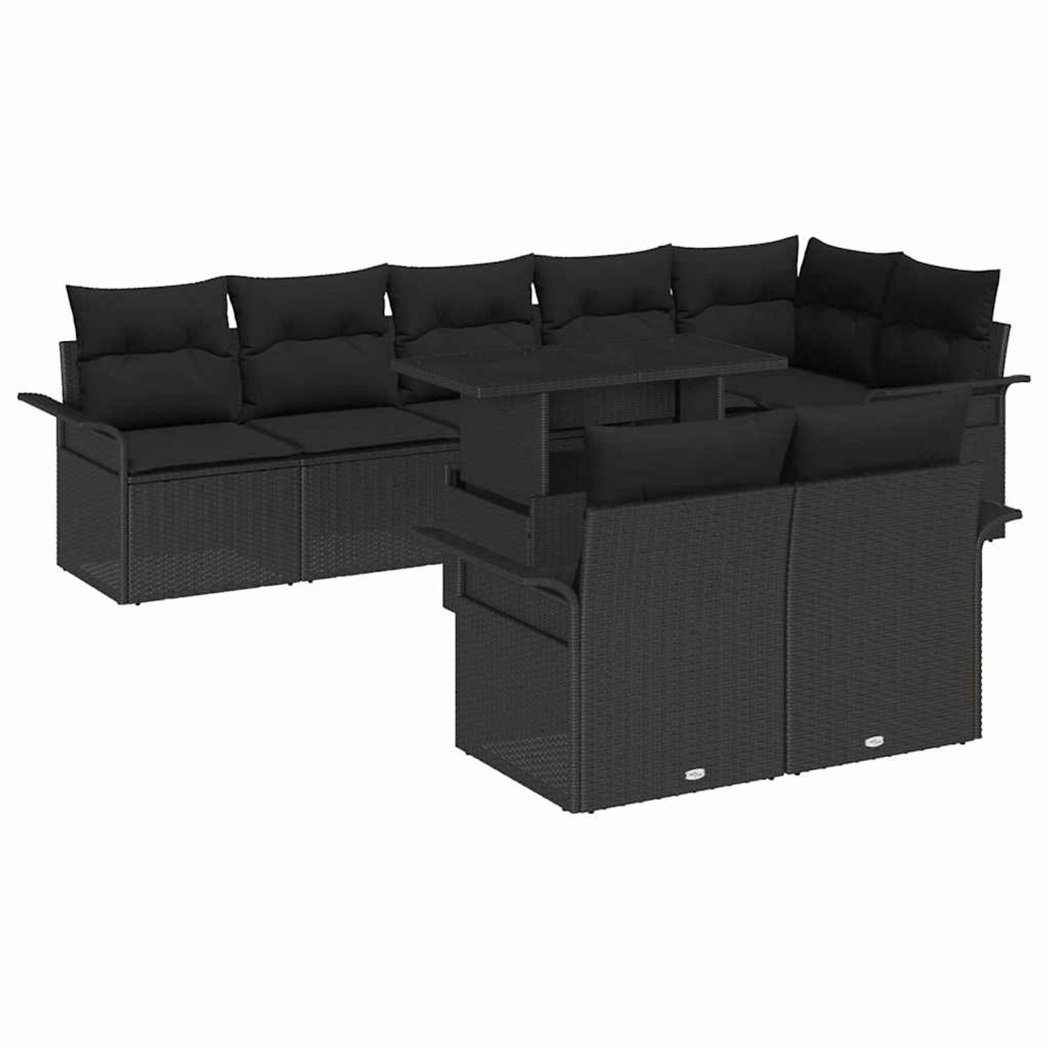 vidaXL Garten-Sofa-Set mit Kissen 9-Tlg Schwarz Poly Rattan 3348309 günstig online kaufen