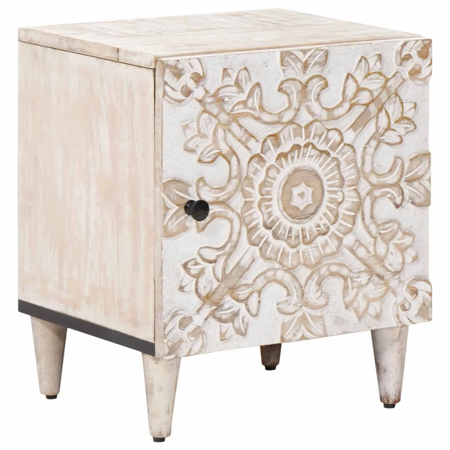 vidaXL Nachttisch Weiß 40 x 33,5 x 46 cm Massivholz Mango 4018364