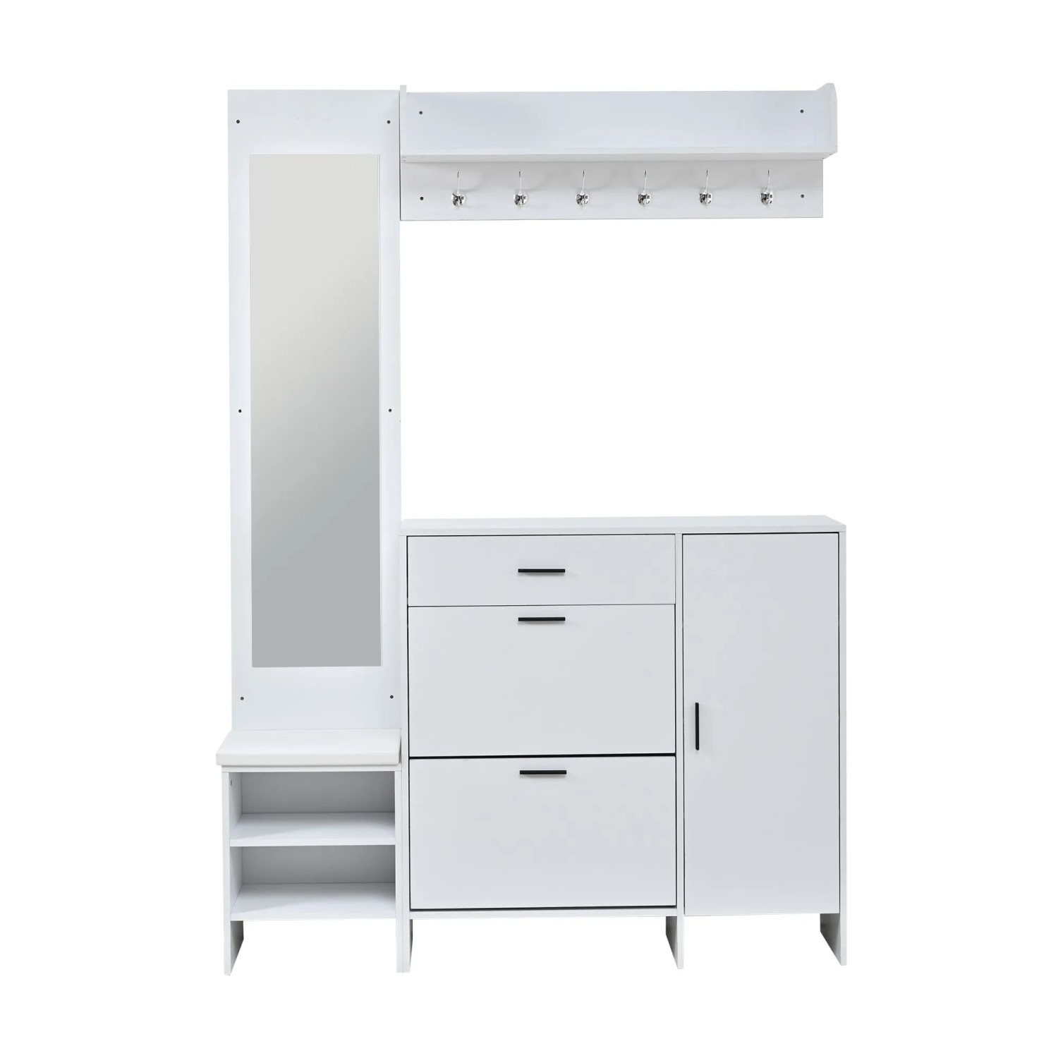 Merax Flurgarderobe 140x30x200cm Schuhbank Weiß