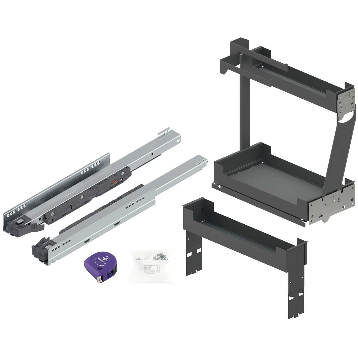 vasalat Set Pinello Towel Schrankauszug 300 Rechts 3-Etagen Vollauszug & Tablar Anthrazit