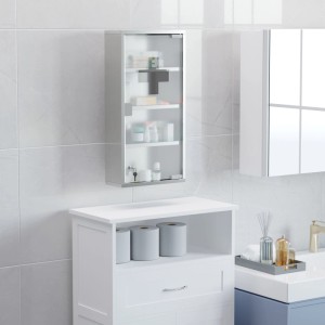 HOMCOM Medizinschrank Arzneischrank mit Schloss Edelstahl 30 x 12 x 60 cm